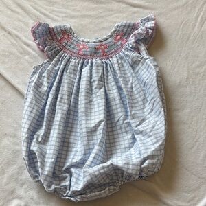 Blue and Pink Checkered Baby Romper